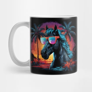 Retro Wave Friesian Horse Good Vibe Mug